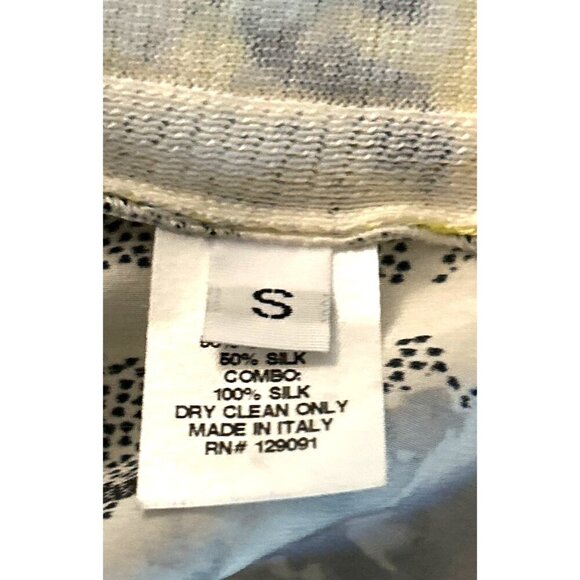 Prabal Gurung 100% Silk Top Abstract Yellow & Black Print V-Neck Long Sleeve Swe - Picture 6 of 6